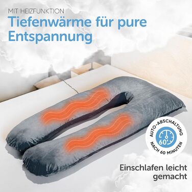 Подушка для сну на боці Lotus [З підігрівом] XXL, подушка комфорту, вагітна подушка, подушка для годування | (Світло-сірий)