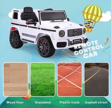 Дитячий електромобіль Mercedes G63 AMG FINOOS, 12V, з пультом, 3 швидкості, LED, музика, USB, білий