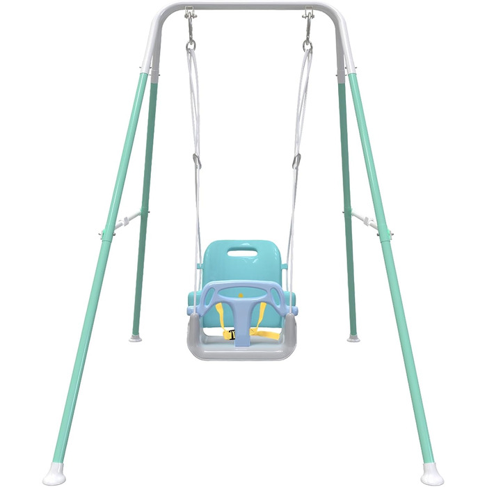 Дитяча гойдалка-шезлонґ 3-в-1 для дому та вулиці з металевим каркасом, 6 місяців - 10 років (світло-зелений)