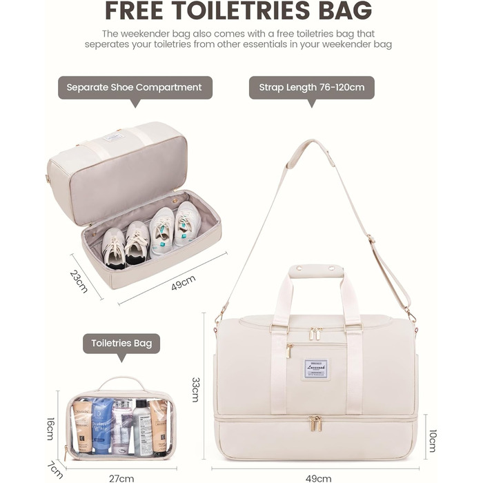 Спортивна сумка LOVEVOOK: дорожня, для вихідних, з відділенням для взуття та мокрих речей, водонепроникна, для пляжу, сауни, ручної поклажі, зелена (M, світло-блакитний)