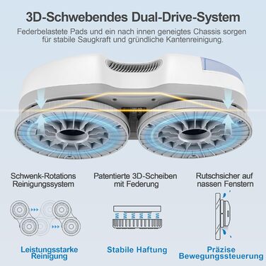 Робот-прибиральник вікон HUTT S7 з функцією розпилення, 5500Pa, 3D-подушка, 80мл бак, автоматичний, з багаторазовим захистом, 8 мікрофібра, у кейсі