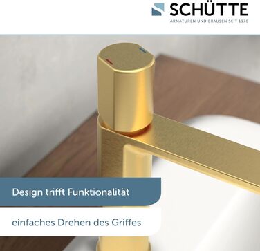 Змішувач для ванної кімнати Schütte Boston, однорідний змішувач для умивальника з горішнім підключенням, золото, для ванної кімнати