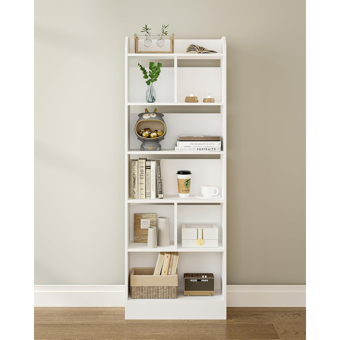 Стильний стелаж для книг з 6 секціями, білий, 24 x 60 x 170 см (BC11103X)