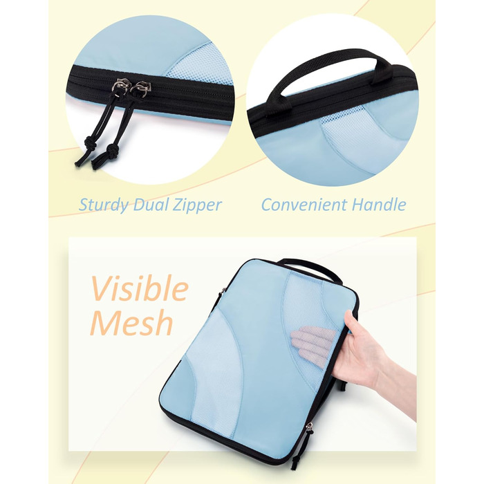 Набір компресійних органайзерів для подорожей BAGSMART для валізи та ручної поклажі, 6 шт, Rose (Baby Blue)