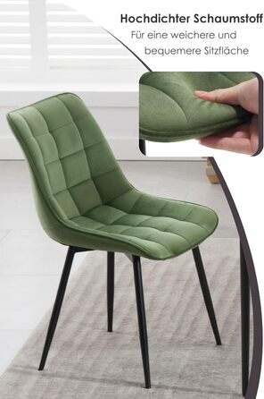 Набір обідніх стільців WOLTU (8 шт.) - обідні стільці для кухні, вітальні, їдальні. М'яке сидіння з велюру, металеві ніжки, до 150 кг.