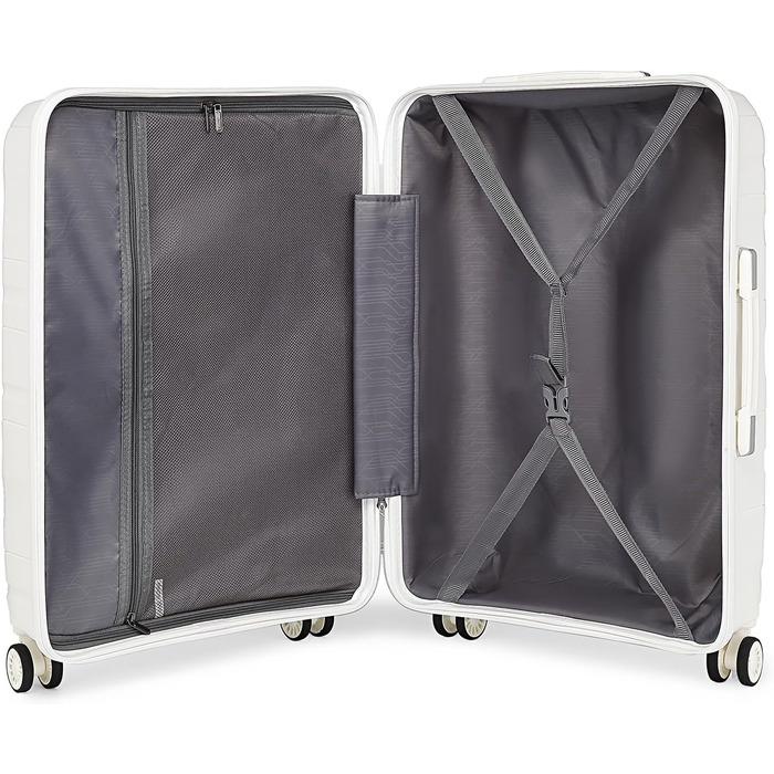 Валіза-тележка KONO, велика, легка, з жорстким корпусом, TSA-замок, 4 колеса (біла, XL)