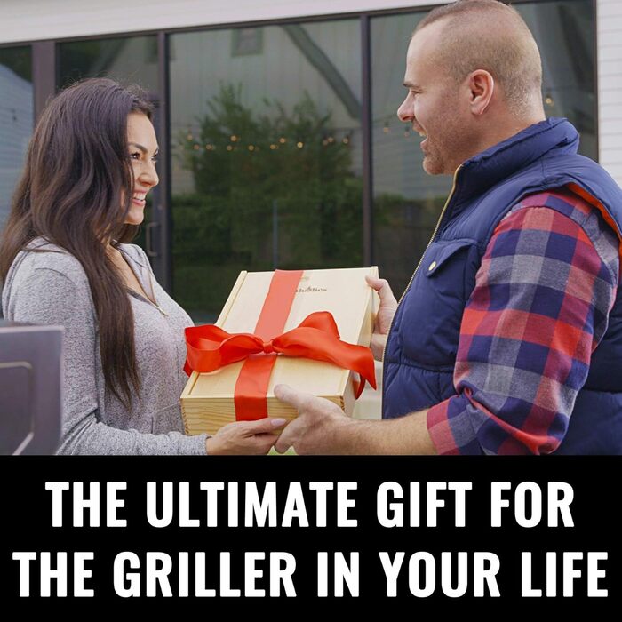 Преміум набір інструментів для гриля Grillaholics Grillwerkzeuge - Ідеальний подарунок для тата - 4-частинний набір посуду для гриля з дерев'яною коробкою