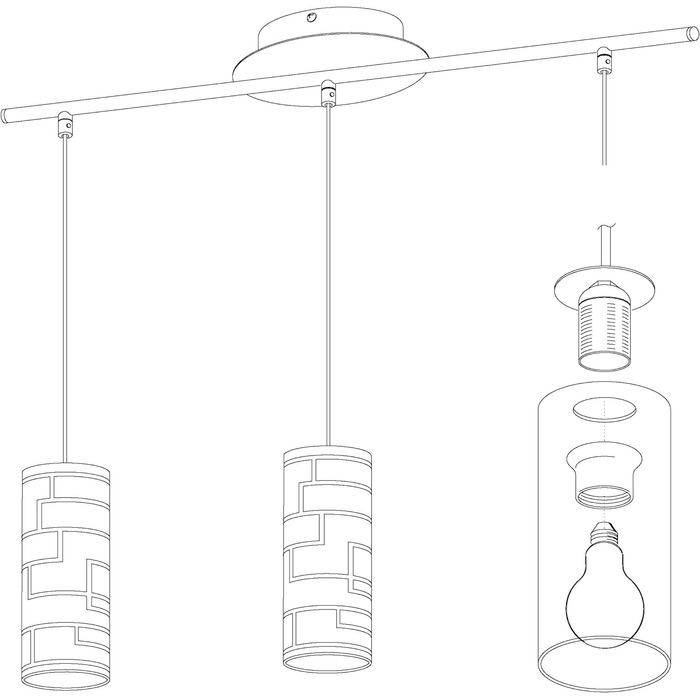 Настільна лампа EGLO Bayman, 1-світлова елегантна, приліжкова лампа зі сталі та скла з декором, лампа для вітальні в хромі, біла, лампа з вимикачем, розетка E27 (підвісний світильник 3-світловий)