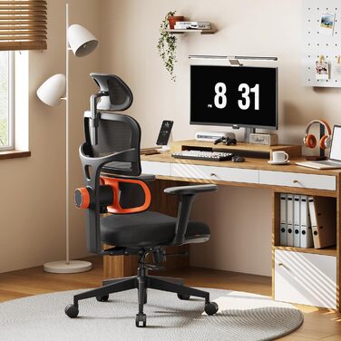 Офісне крісло Newtral NT001: ергономічне, регульована підголівник та підлокітники, 150 кг, чорний