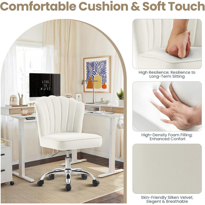 Крісло для офісу Fiximaster Homeoffice, крісло для робочого місця, обертове, регульоване по висоті, з м'якою оббивкою з велюру, золоті ніжки, до 135 кг, зелений колір