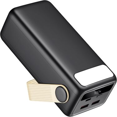 Power Bank 60000mAh Große Kapazität: Портативний акумулятор 60000mAh з USB-C, 3 виходи, 22.5W, для ноутбука, смартфона, планшета (Чорний)