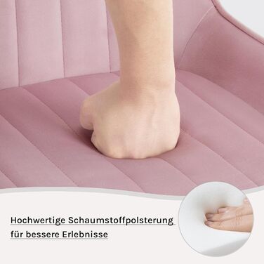 Набір з 2 стільців Lestarain для їдальні, вітальні, кухні, ретро стиль, м'яке сидіння з велюру, металеві ніжки, до 150 кг, рожевий велюр