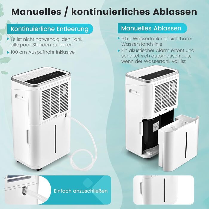 Електричний осушувач повітря COSTWAY 25L з 3 режимами, для приміщень до 30 м², об'єм бака 6,5 л, таймер 24 год, 2 швидкості, тихий режим (≤ 42 dB)