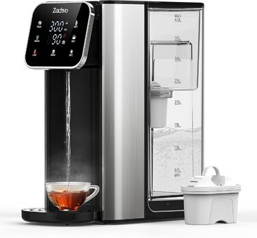 ЗACHVO Дозатор гарячої води UR05-2200W: миттєве гаряче водопостачання, 4 температурні режими, 3 об'єми, 4л бак, компактний та енергоефективний, захист від перегріву, дитячий замок, для кухні та офісу, фільтр з активованого вугілля