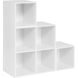 Біла полиця для книжкових іграшок, книжкова шафа з 6 відділеннями, шафа для вітальні спальні, дерев'яна панельна частина, полиця з кубом 90x90x30 см SK027ws