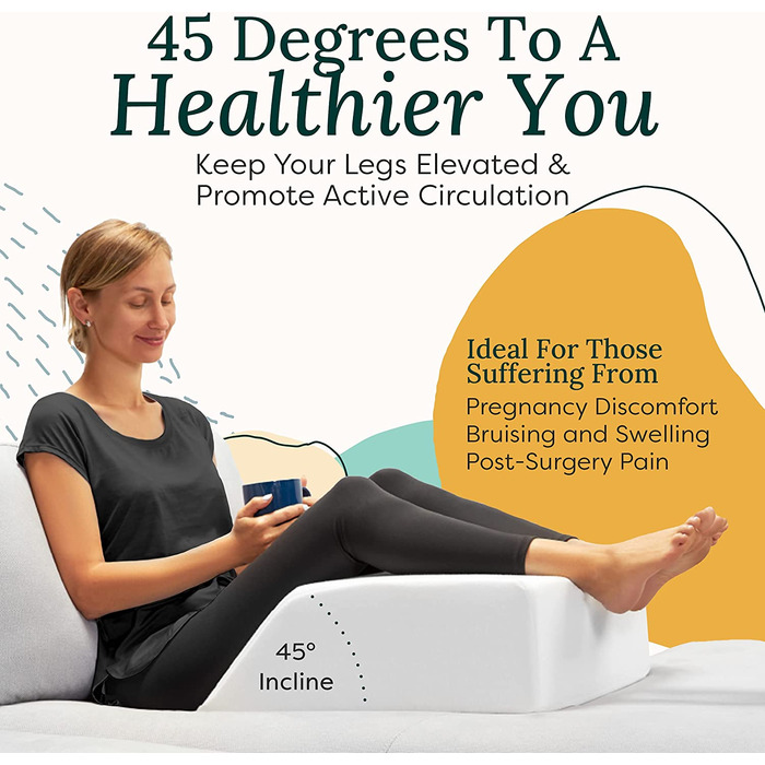 Бамбукове подушка-валик під ноги та коліна Zen - для підйому ніг та зняття напруги - зручна подушка-валик для ліжка та дивану - знімний чохол