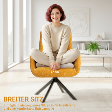 Крісло-шезлонг, акцентне крісло, сучасний дизайн, поворотне, до 120 кг, жовте