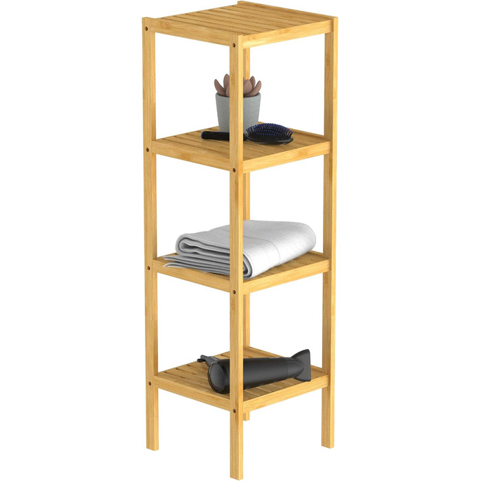 Багатофункціональний табурет з бамбука для ванної кімнати EISL BMBA02-BH2 з 4 полицями, 35 x 45 x 35 см