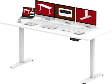 Електричний стіл SANODESK 180x80 см, регулювання висоти, 2 мотори, пам’ять, білий