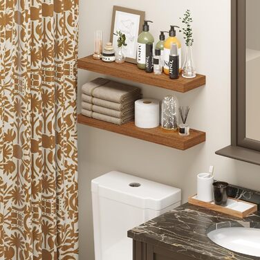 Полиці настінні BAMEOS, комплект з 2 шт, 60 см, дуб американський - для ванної, кухні, вітальні, спальні