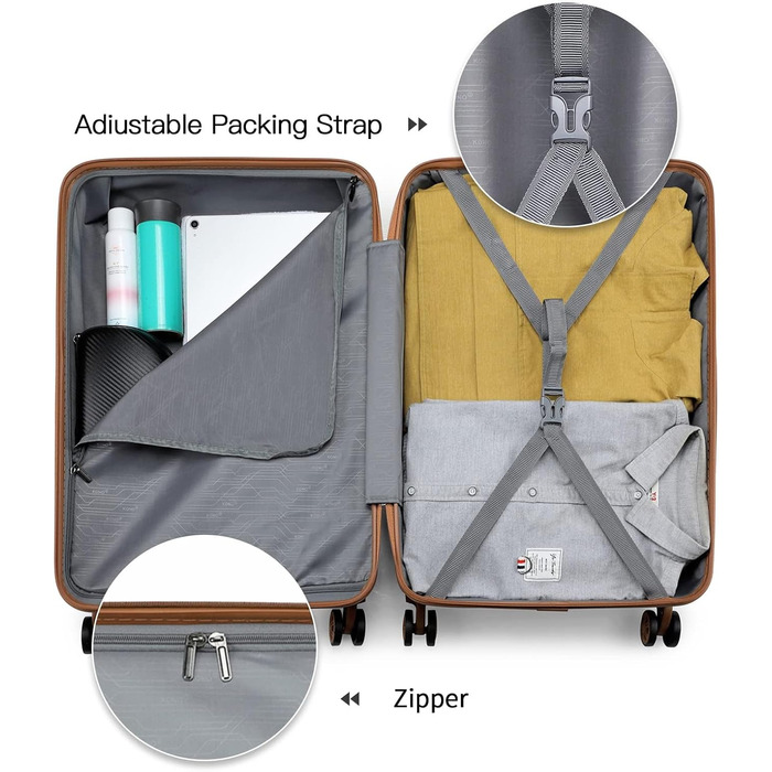 Чемодан-валіза KONO (65см, сірий/коричневий)