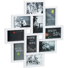 Рамка для фотографій Relaxdays колажі, для 10 фотографій, портретна або альбомна, настінна пластикова рамка, в х Ш 55 х 50 см, біла