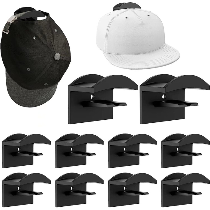 Самоклеючі гачки для капелюхів, тримач для кришок, настінний тримач для капелюхів, тримач для зберігання капелюхів, самоклеючий органайзер для капелюхів, 10 шт.