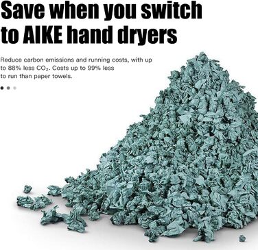 AIKE AK2801B Преміум сушарка для рук - електрична, з датчиком, HEPA-фільтр, нержавіюча сталь, 10-15 сек сушіння