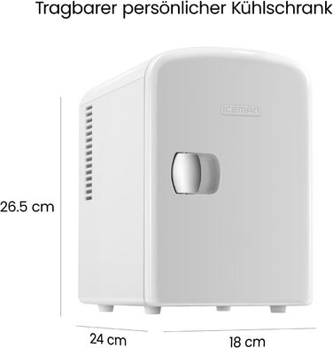 Chefman Iceman: Міні-холодильник з обігрівом, 4 літри, 6 відділень для косметики, перекусів, макіяжу, AC/DC, для дому/авто/спальні