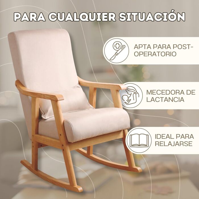 Крісло-гойдалка HOME DESIGN & CONFORT Paris з подушкою, масивне букове дерево (сірий/натуральний)