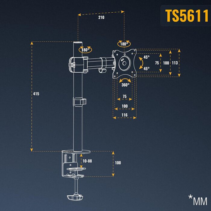 Підставка для монітора RICOO TS5811: кріплення для 2 моніторів (15-27 дюймів)
