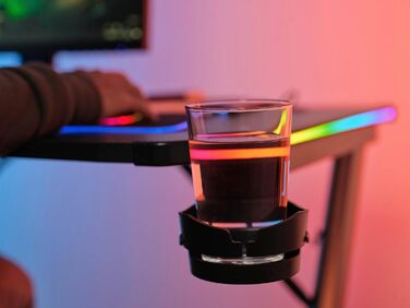 Ігровий стіл Trust Gaming GXT 709W Luminus RGB з підсвічуванням LED, 10 режимів, USB, білий, з підставкою для навушників та тримачем для напоїв, 120 x 60 см