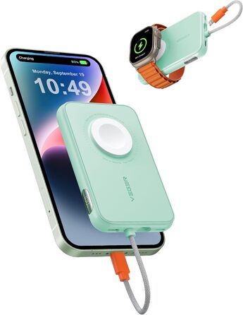 Вт PD, 5000 мАг, кабель Apple, Apple Watch Зарядка, USB-C, LED-дисплей (зелений), 20