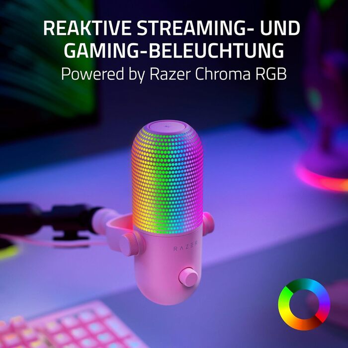 Мікрофон Razer Seiren V3 Mini - Рожевий (USB, компактний, з LED-індикатором, для стрімінгу)