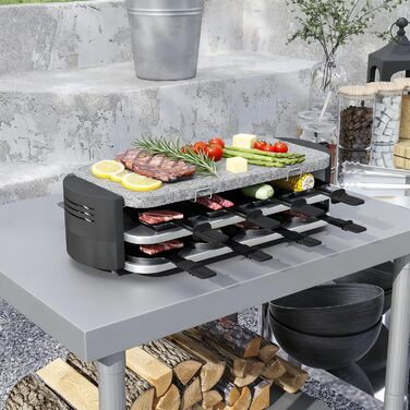 Електрогриль Raclette SUBTLETY для 8 осіб з гранітною плитою, антипригарним покриттям та 14 порціонними формами