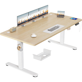 Стіл для роботи стоячи і сидячи 160x80 з електрорегулюванням висоти, USB-зарядкою, пам’яттю на 3 положення, антиколізійною системою, комп’ютерний письмовий стіл