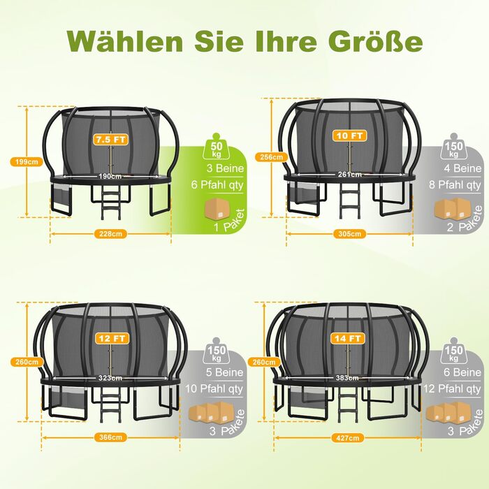 Батут Devoko вуличний Ø228/305/366/427/488 см з захисною сіткою та драбиною, чорний. Дитячий батут для саду з сертифікатом GS