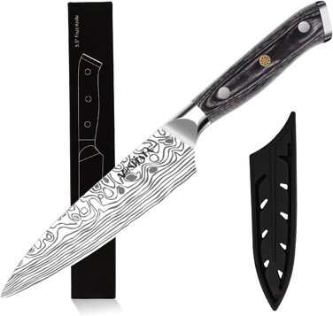MOSFiATA ніж кухарський Сантоку, професійний ніж для кухні, універсальний ніж з нержавіючої сталі, дуже гостре лезо, з подарунковою коробкою, 7' (4 дюйми) ніж для фруктів