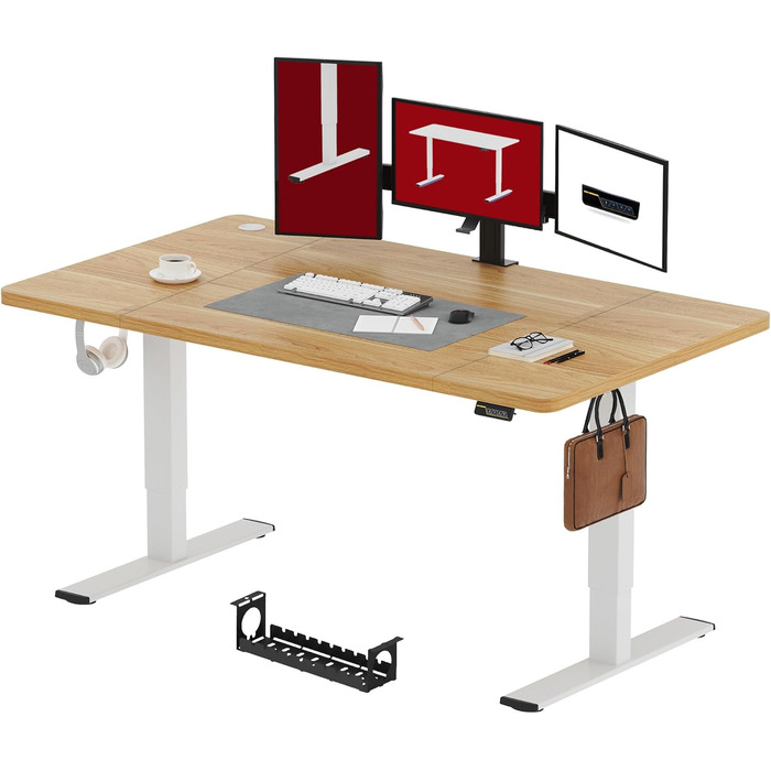 Електричний регульований стіл Sanodesk 180x80 см з пам'яттю, для офісу та дому (Акорн)