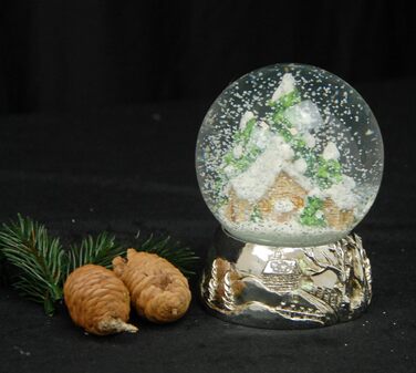 Хатина Snow Globe Чарівна гірська хатина на п'єдесталі Срібна музична шкатулка Різдво - 100мм*20163