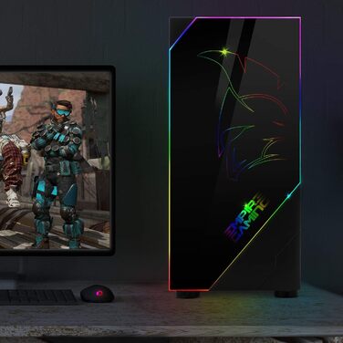 Корпус для ПК EMPIRE GAMING Spartan ARGB ATX із LED-підсвіткою, бічною скляною дверцятами та 120 мм RGB вентилятором