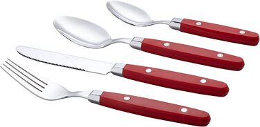 EXZACT Набір столових приборів 24 шт. з нержавіючої сталі з ручками з фіксацією - Ретро стиль. В комплекті: 6 виделок, 6 ножів, 6 ложок, 6 чайних ложок - Червоний