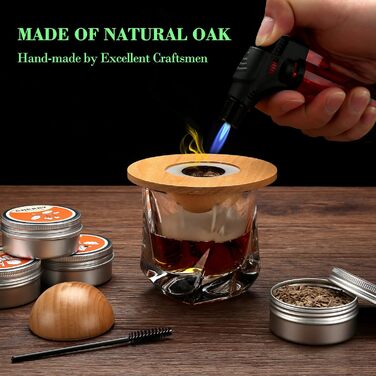 Набір для копчення коктейлів та віскі Saturn: копчення віскі, коктейлів, бурбону, кави та м'яса. 4 дерев'яні чіпси в комплекті