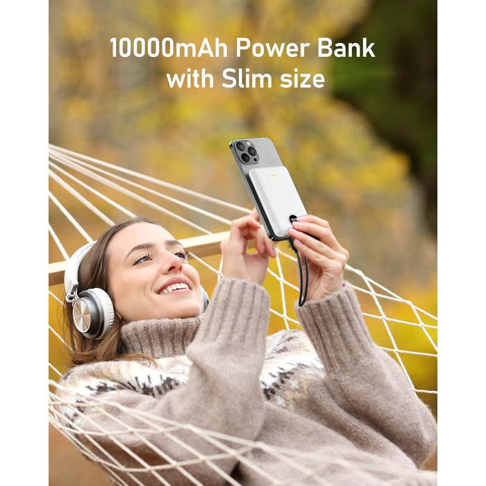 Зовнішній акумулятор Power Bank 10000mAh VEEKTOMX 22.5W Mini PD3.0 QC3.0 USB C для iPhone/Samsung тощо (білий)