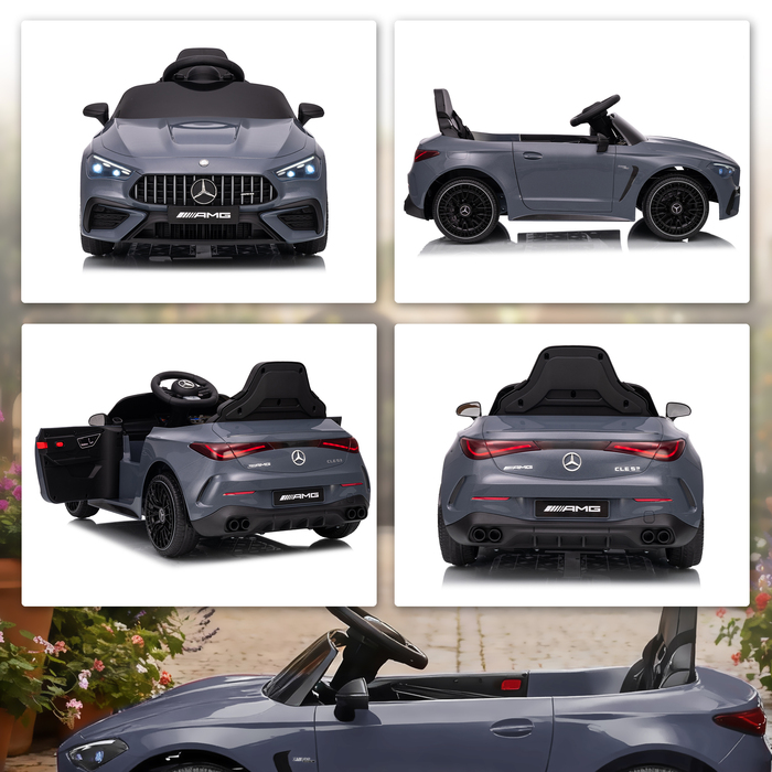 Електромобіль для дітей Kinder, дизайн Mercedes-Benz, двигун 12V, пульт дистанційного керування, світлодіодні фари, музика, для дітей віком 3-6 років, сірий колір