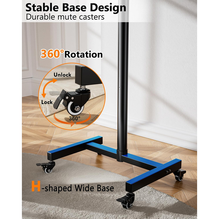 Підставка для телевізора на коліщатках для 17-50 дюймів, поворот 180°, регулювання висоти, VESA 300x300 мм, до 30 кг
