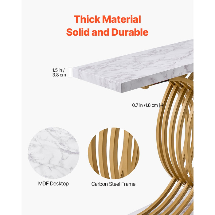 Вхідний консольний столик VEVOR 100 см - вузький, міцний, з металевим каркасом. Ідеально для передпокою, вітальні, спальні. Витримує до 49,9 кг.