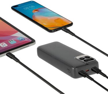 Вт, LCD дисплей, USB-C, 1 вхід, 3 виходи, 2585 Powerbank 30000mAh, QC/PD 20