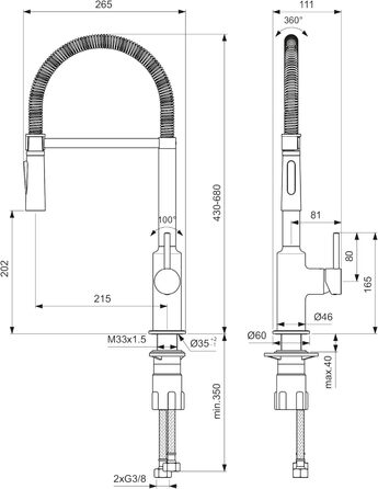 Змішувач для кухні Ideal Standard BC302AA Ceralook, хром, 430-680 мм