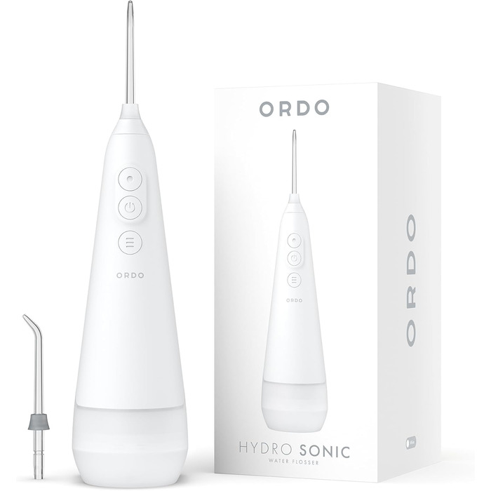 Іригатор Ordo Munddusche: бездротовий, 3 режими, для подорожей, перезаряджається, водонепроникний IPX7, рекомендовано стоматологами (срібло)